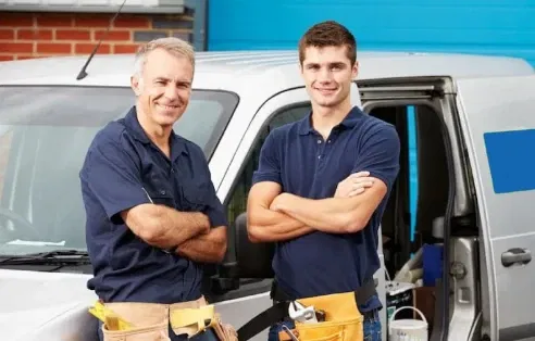 Small van with two people